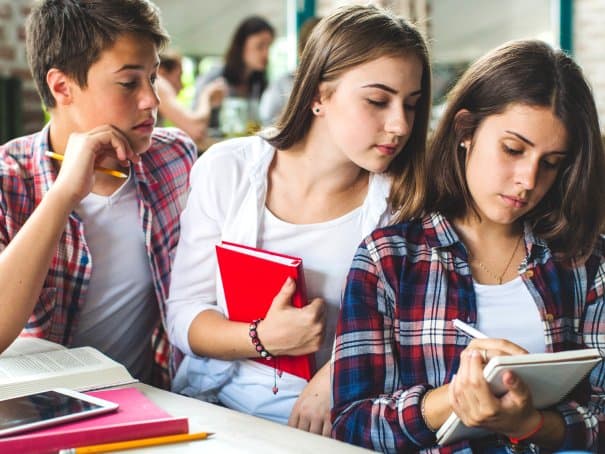 Students solving a test